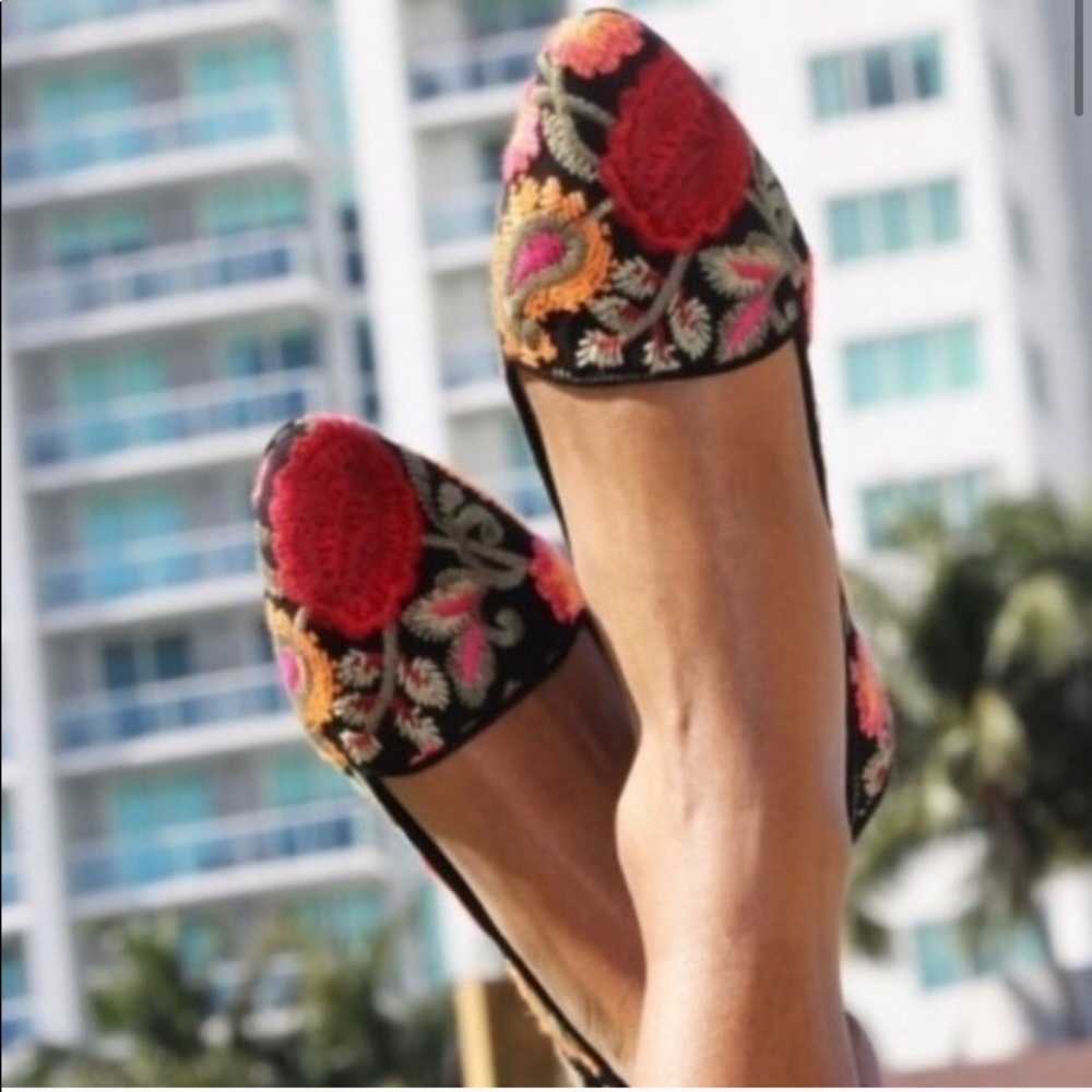 Mia Cadley Embroidered Floral Flat